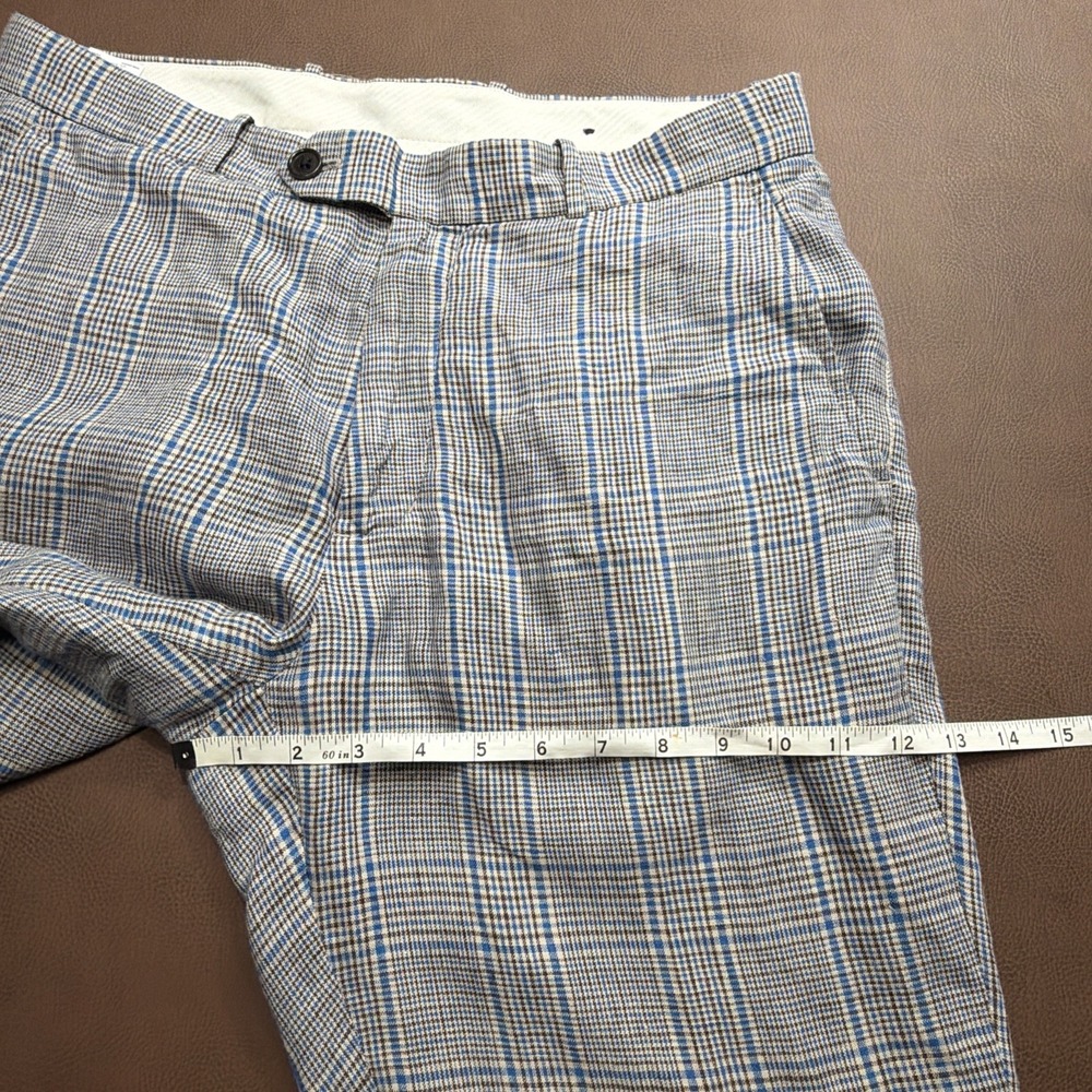 Brooks Brothers 100% Linen Pants Men's 34 Tall 34x35 Plaid Checked Straight Leg - Picture 13 of 13